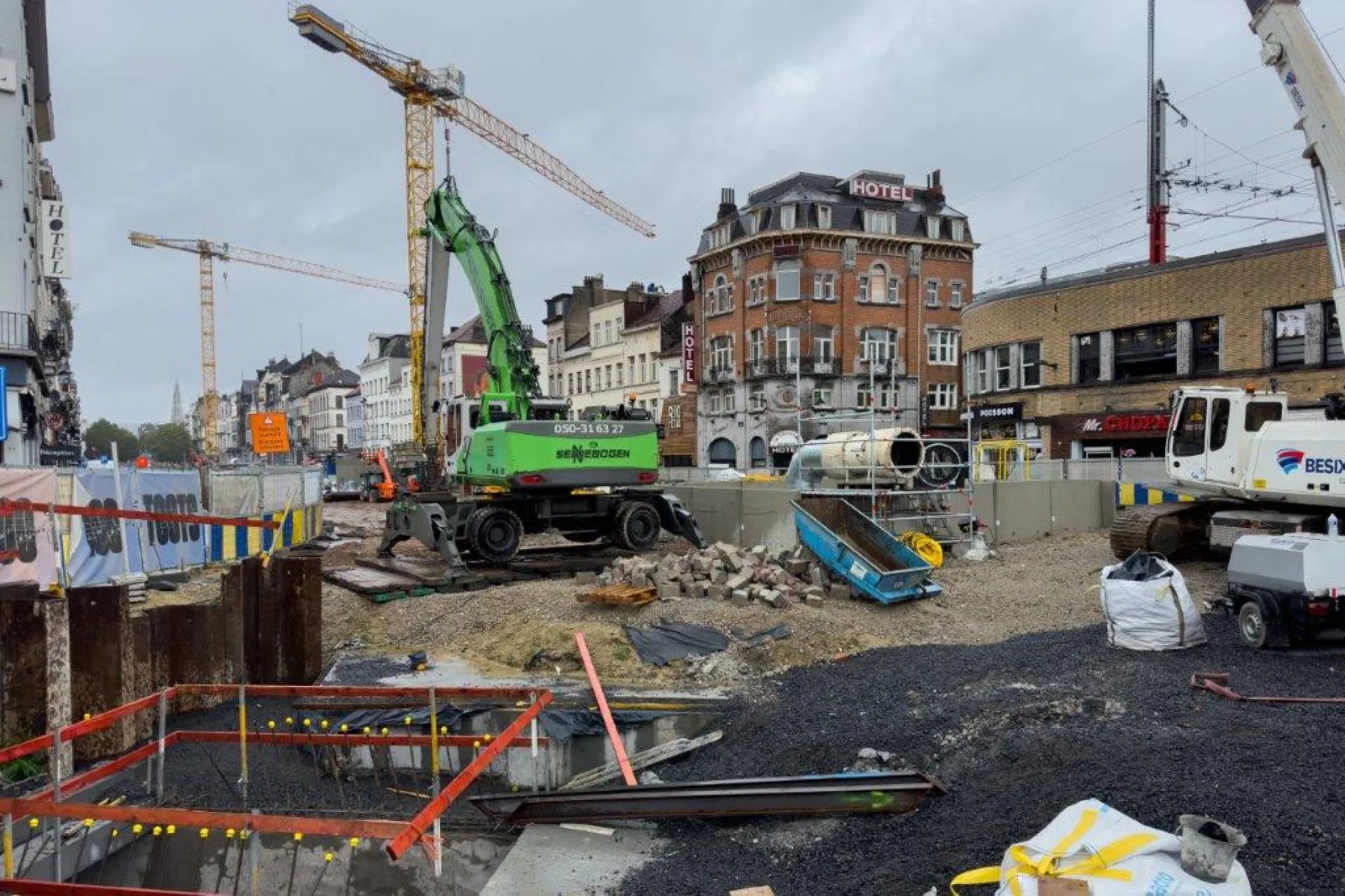 Bouw- en infrastructuurwerken in een grote stad